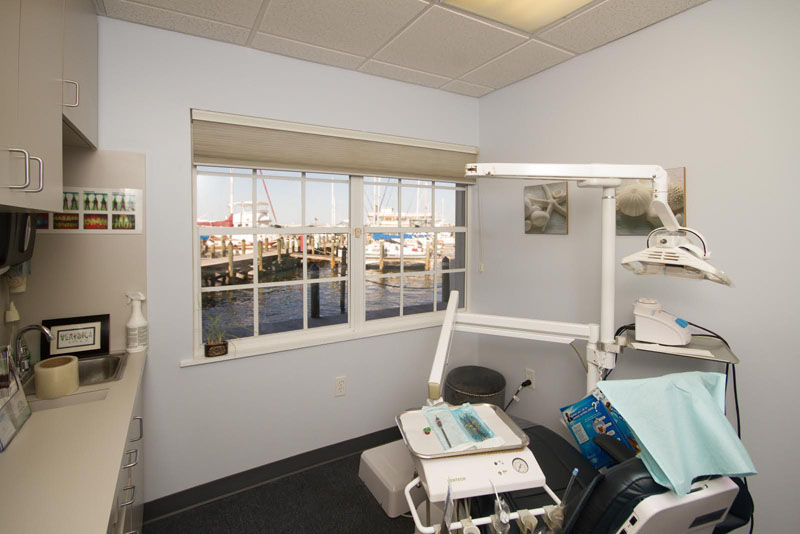 Hygiene Room at Cocoa Village Dentistry with a view of Mariner Square